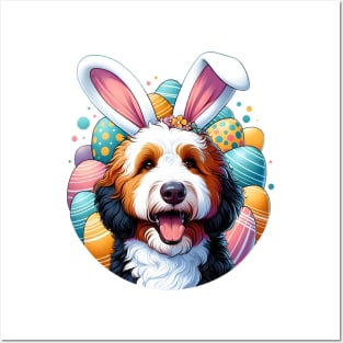 Mini Bernedoodle Celebrates Easter with Bunny Ears Posters and Art